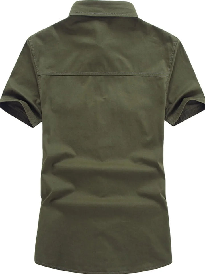 Men's Plus Size Embroidered Collared Neck Short Sleeve Shirt