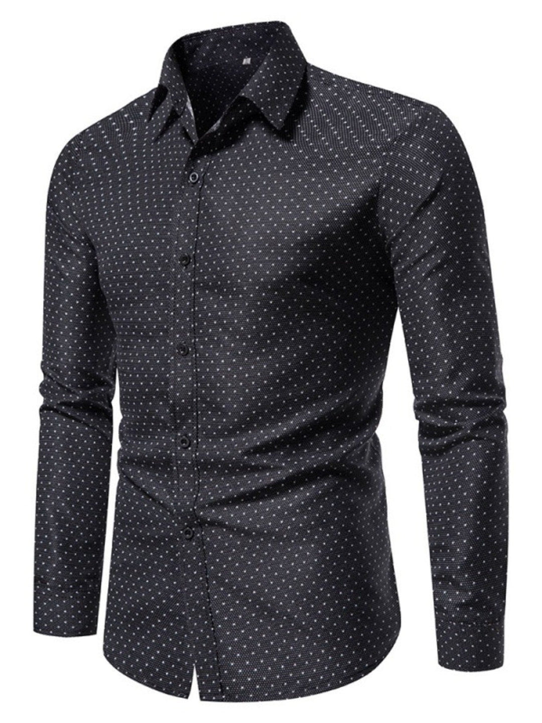 Men's Slim Fit Dotted Pattern Long Sleeve Shirt