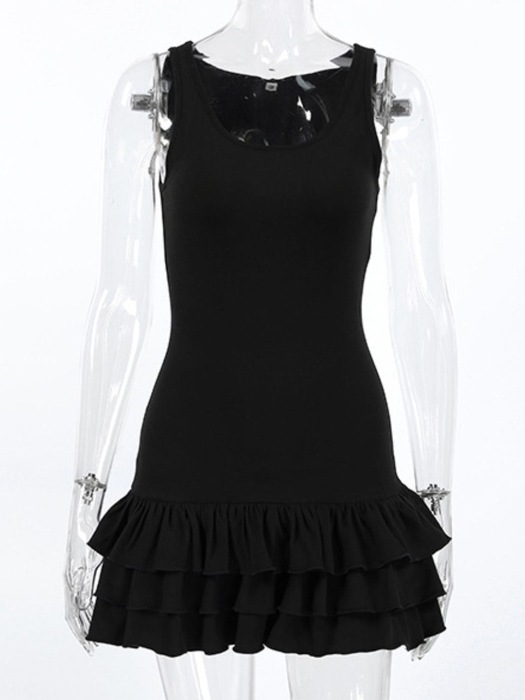 Ruffled Hem Round Neck Tank