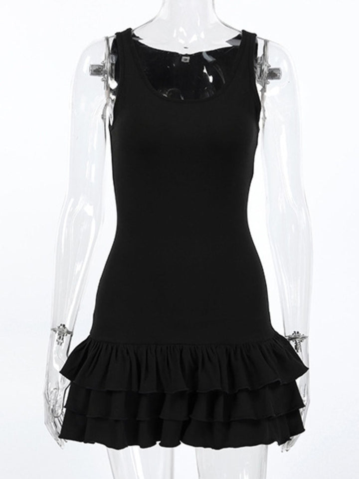 Ruffled Hem Round Neck Tank