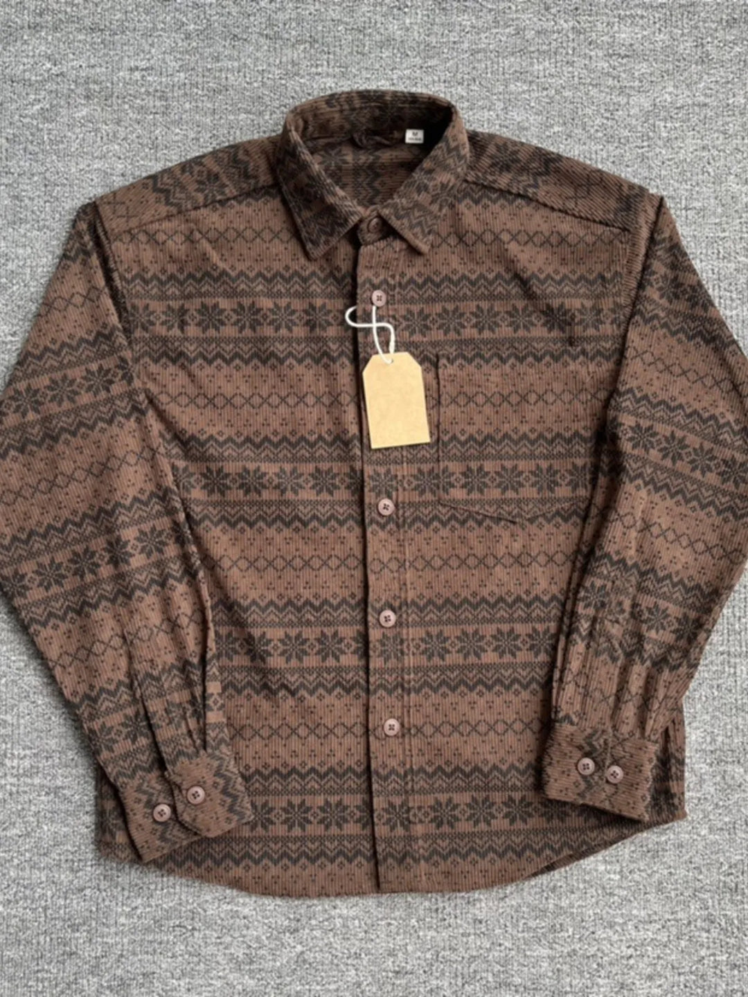 Men's Printed Button Up Long Sleeve Shirt