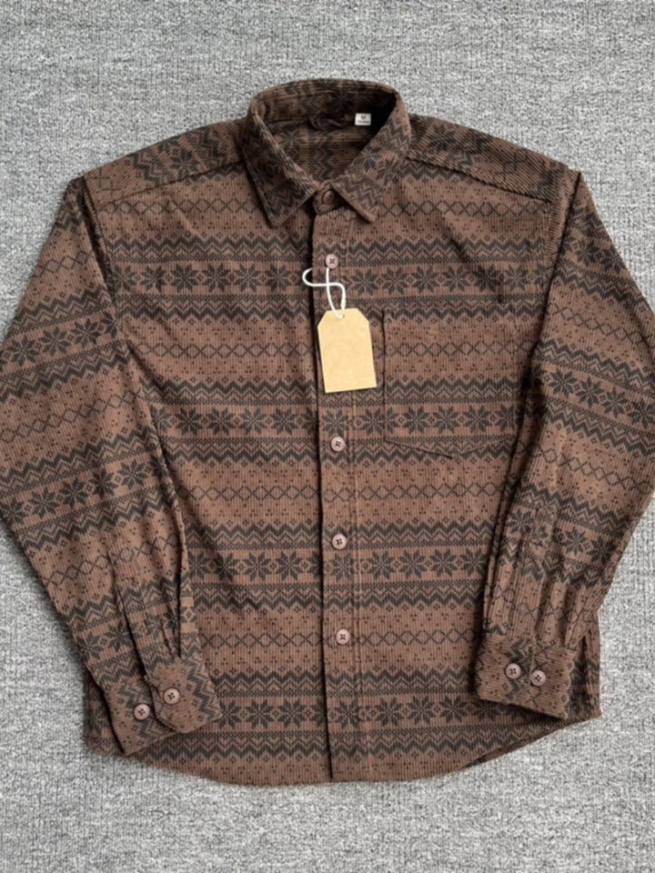 Men's Printed Button Up Long Sleeve Shirt