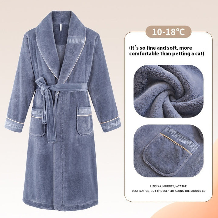 Winter Fleece Lining Plus Size Milk Fiber Homewear Mid-length Men's Pajamas