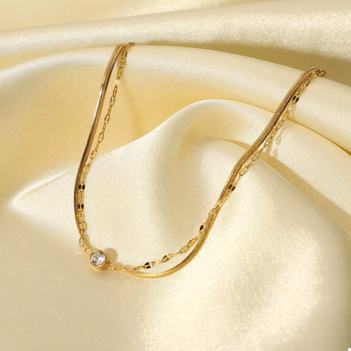 18K Gold-Plated Zircon Double Layered Bracelet