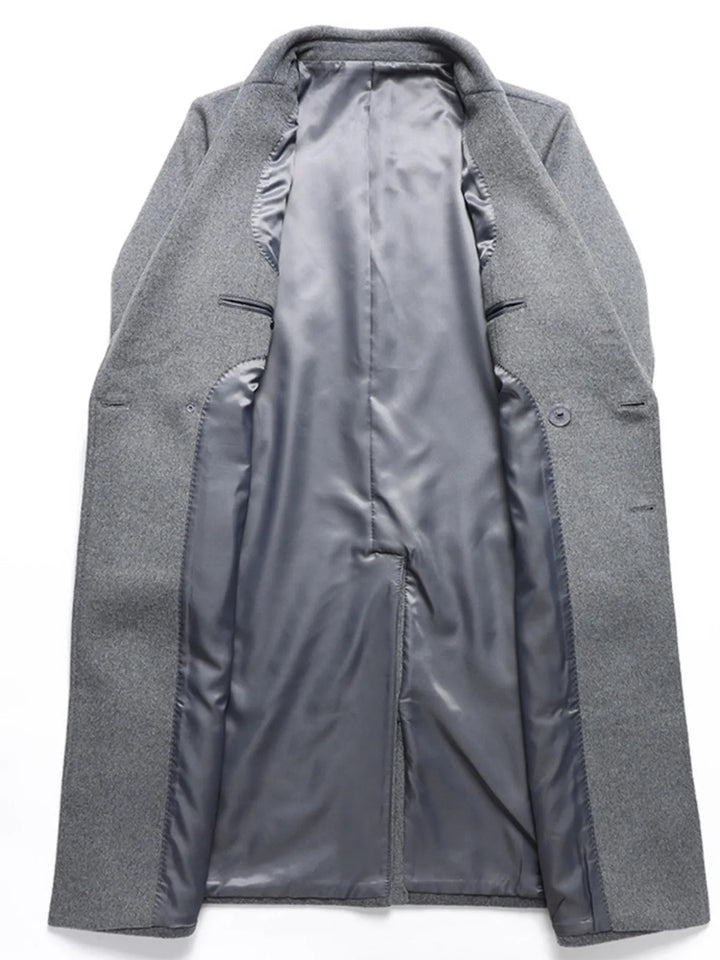 Men's Plus Size Double-Breasted Wool Overcoat