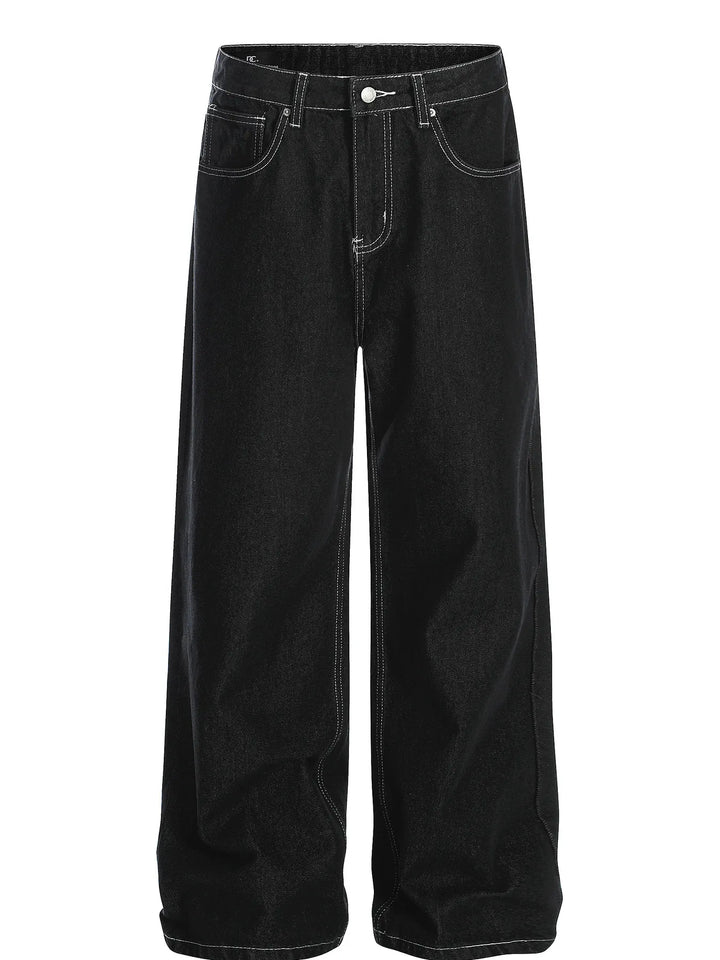 Men's Wide-Leg Contrast Stitch Jeans