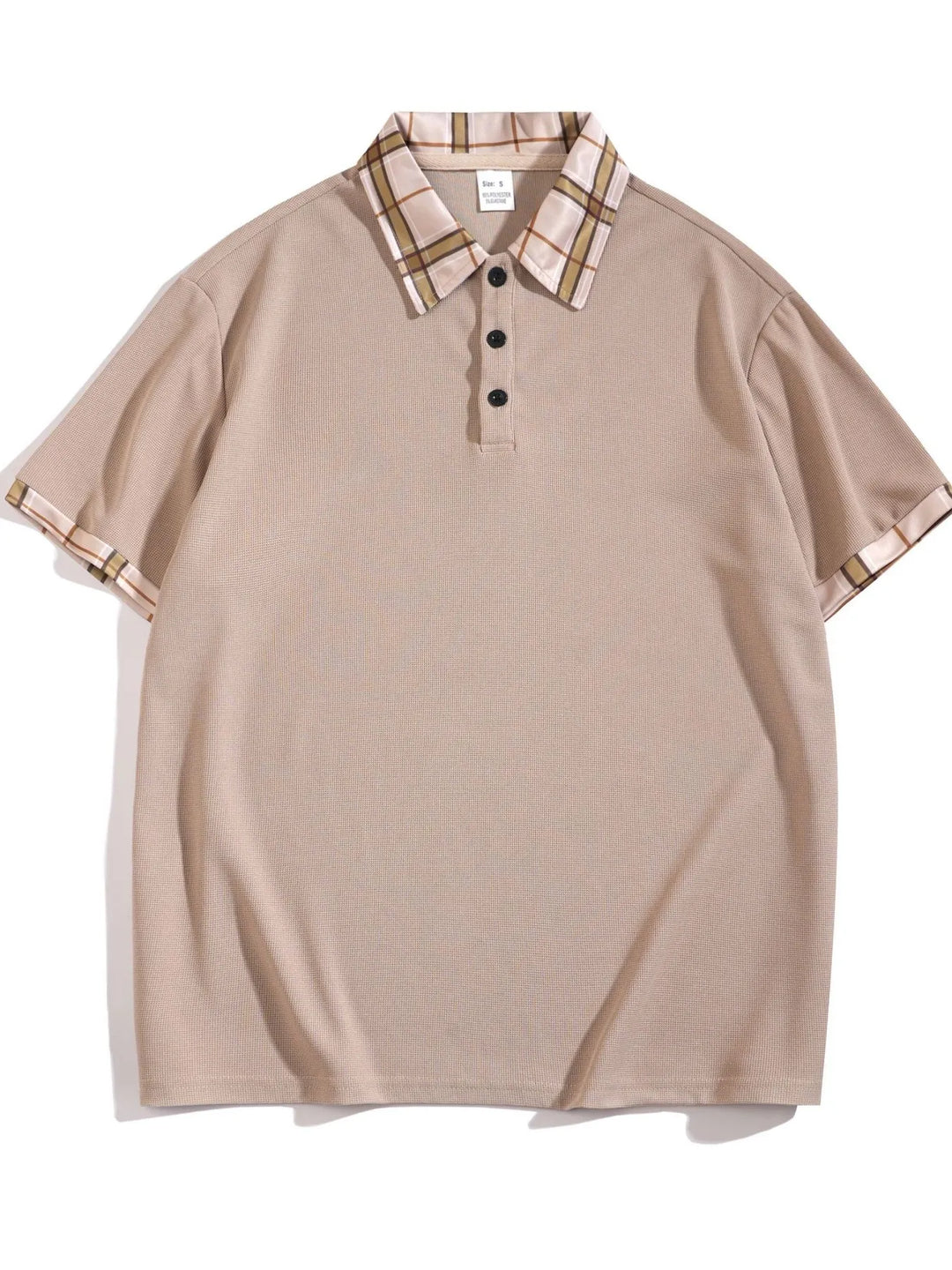 Men's Full Size Classic Plaid Collar Polo and Shorts Set Plus Size