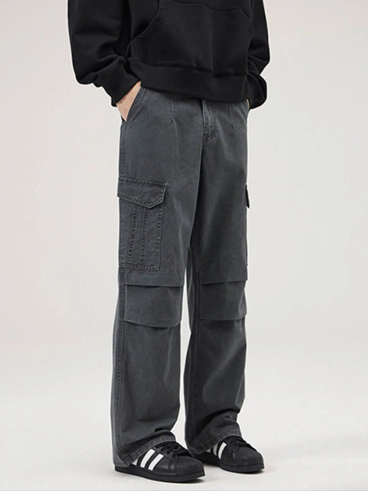Men's Full Size Multi-Pocket Cargo Pants with Ruched Detail Plus Size