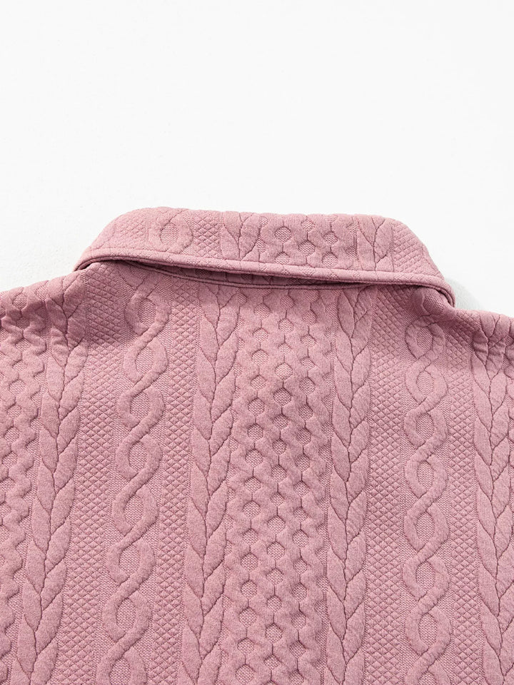 Cable Texture Puff Sleeve Loose Shacket
