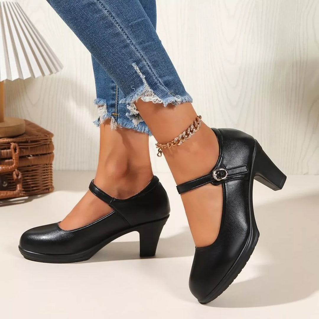 Buckle Block Heels Pumps