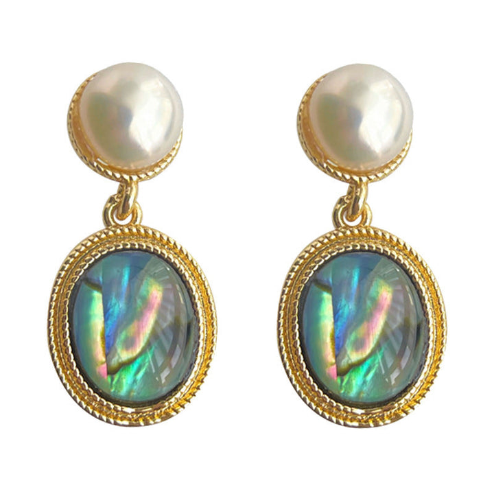 French Style Vintage Freshwater Pearl Earrings Ear Jewelry Abalone Shell Stud Earrings