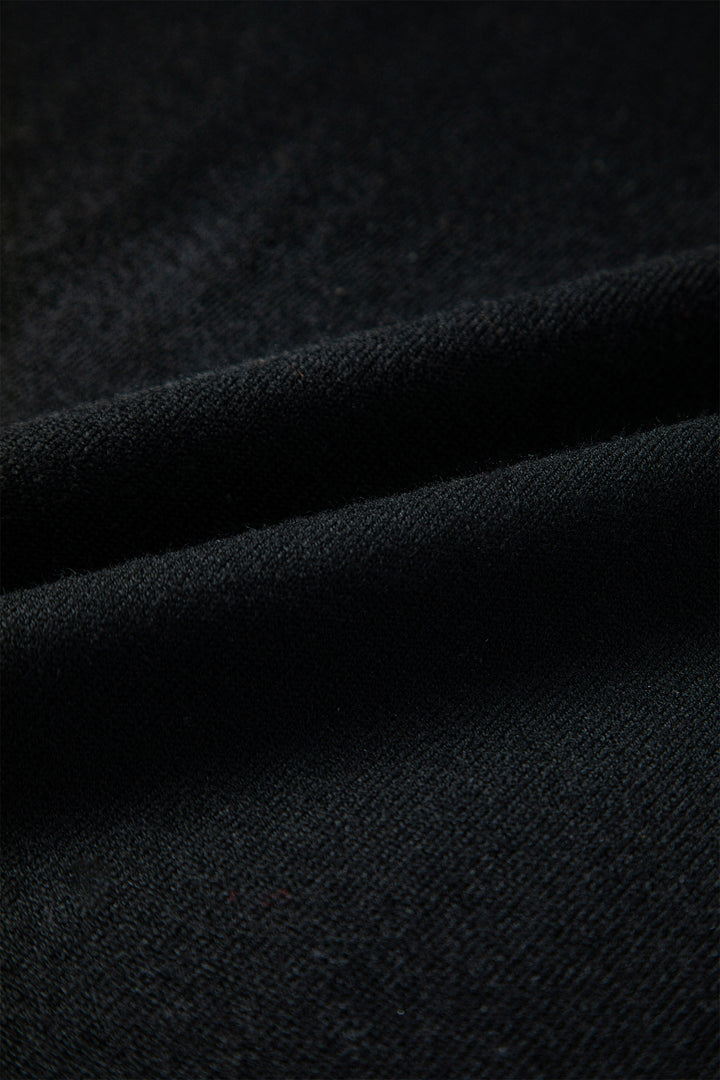 Black Asymmetric Neck Batwing Sleeve Shift Mini Sweater Dress