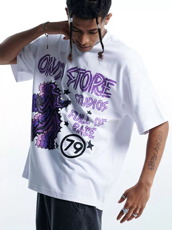 Men's Graphic Round Neck Short Sleeve T-Shirt