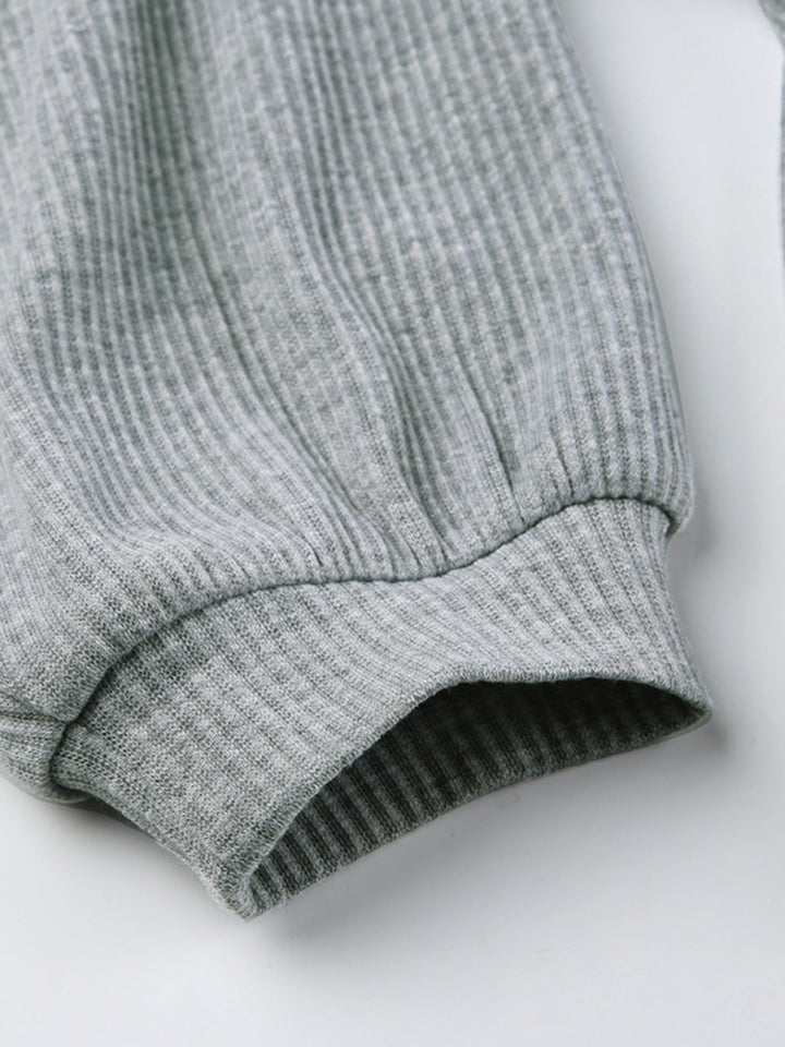 Ribbed Knit Top and Shots Set with Hoodie