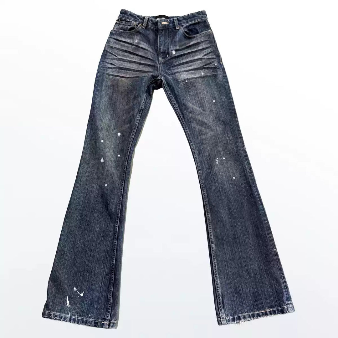 Distressed Slightly Flared Slim-fit Denim Jeans