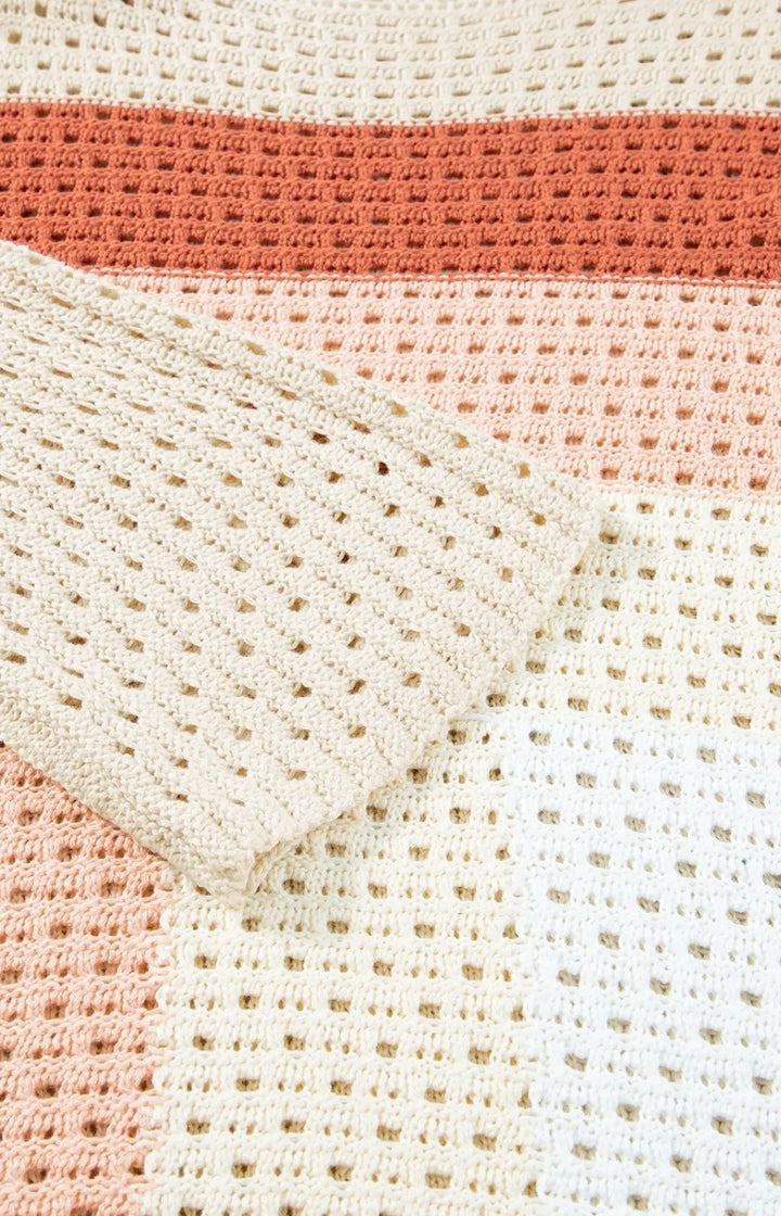 Openwork Color Block Long Sleeve Sweater