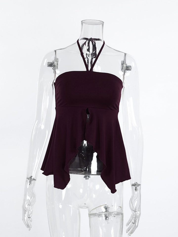 Halter Neck Asymmetrical Hem Cami