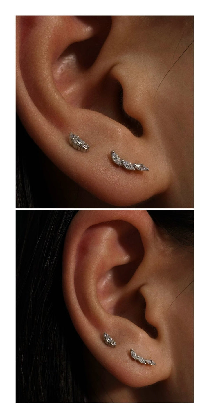 925 Sterling Silver 14K Gold-Plated Clover-Shaped Flat-Back Stud Earrings