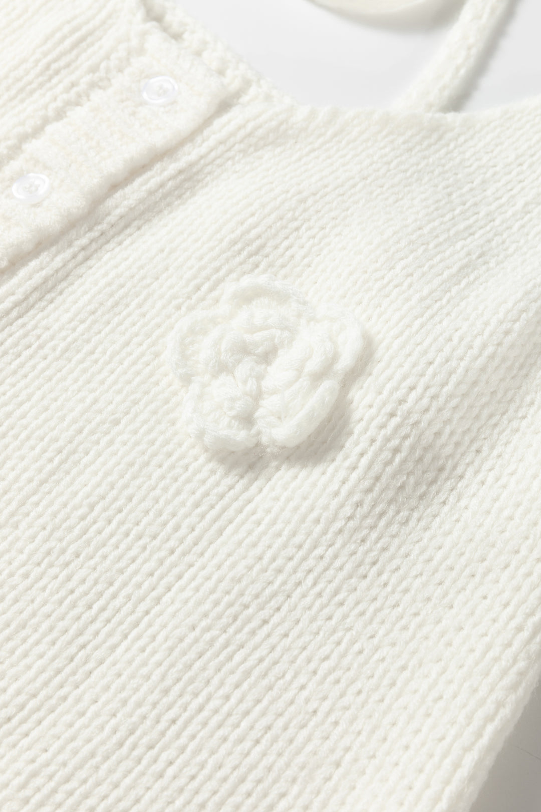 White 3D Flower Spaghetti Straps Sweater Vest