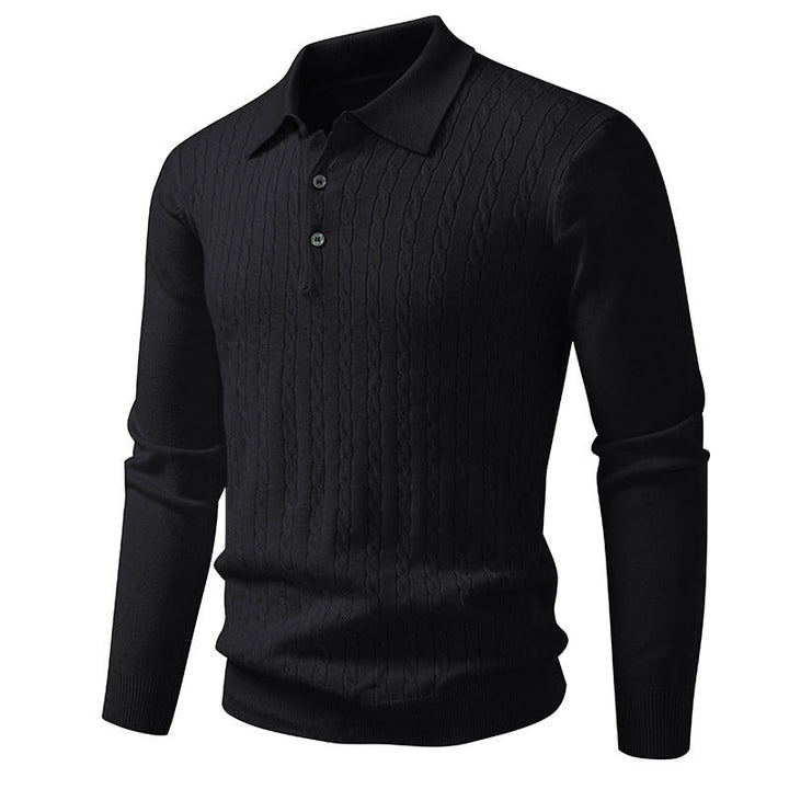 Twist-knit Cardigan Solid-color Lapel-neck Knit Sweater
