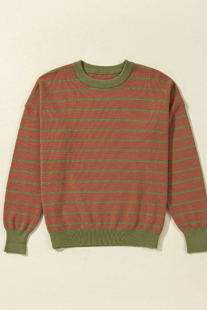 Striped Round Neck Long Sleeve Sweater