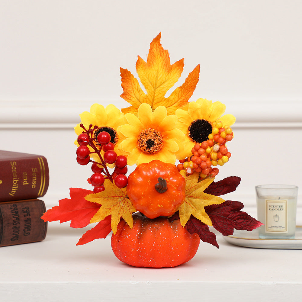 Halloween Autumn Decoration Sunflower Simulation Pumpkin Desktop Decoration