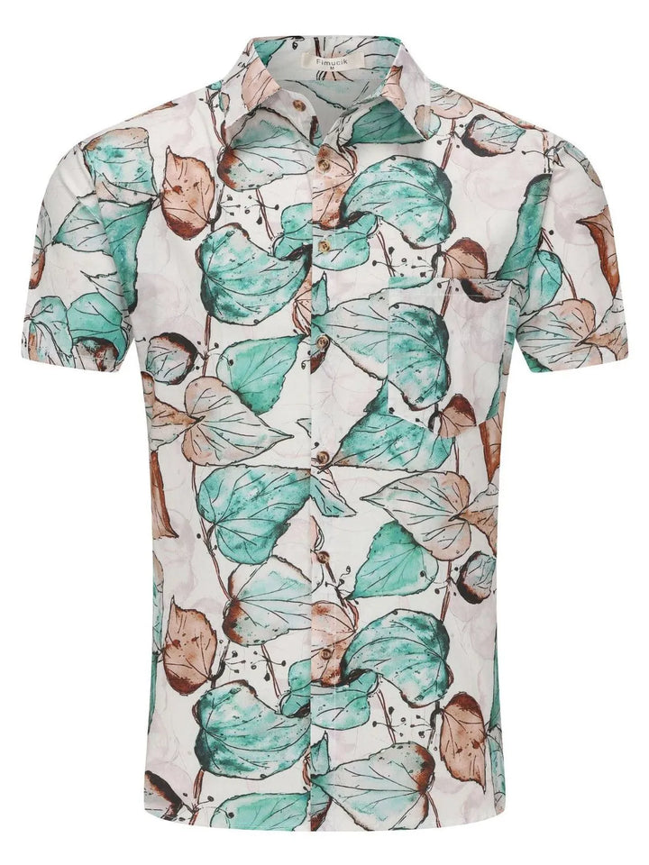 Men's Plus Size Printed Button Up Long Sleeve Shirt
