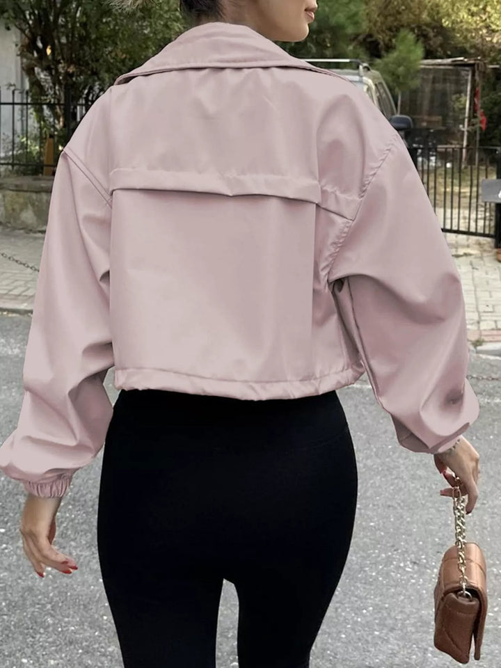 Drawstring Hem Zip Up Jacket