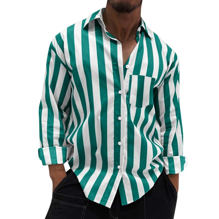 Men's Striped Button-Down Long Sleeve Shirt