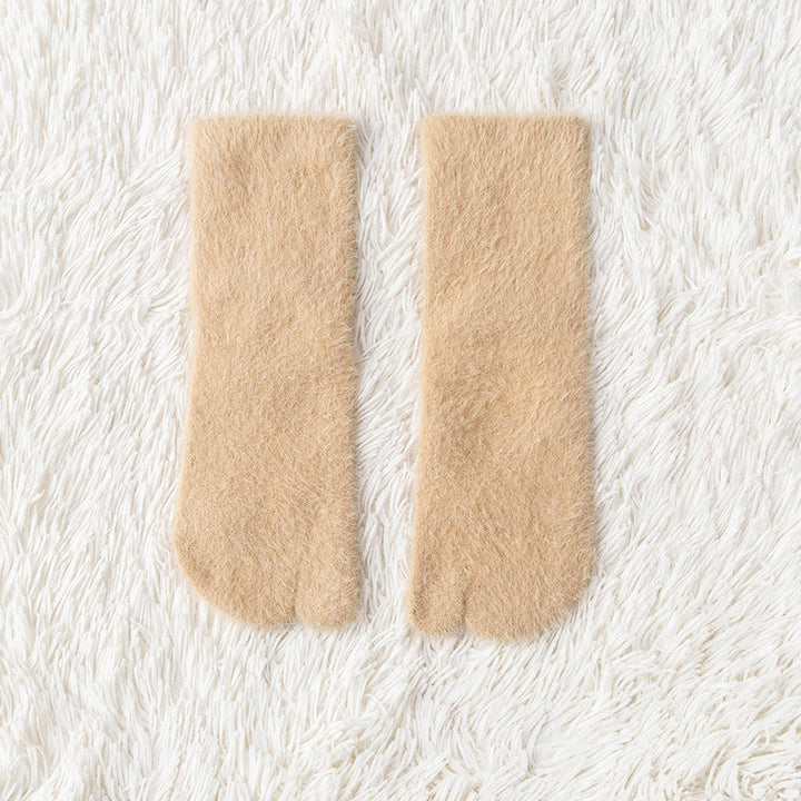 Women's Fleece-lined Thermal Winter Toe Socks Mid-calf Thick Warm