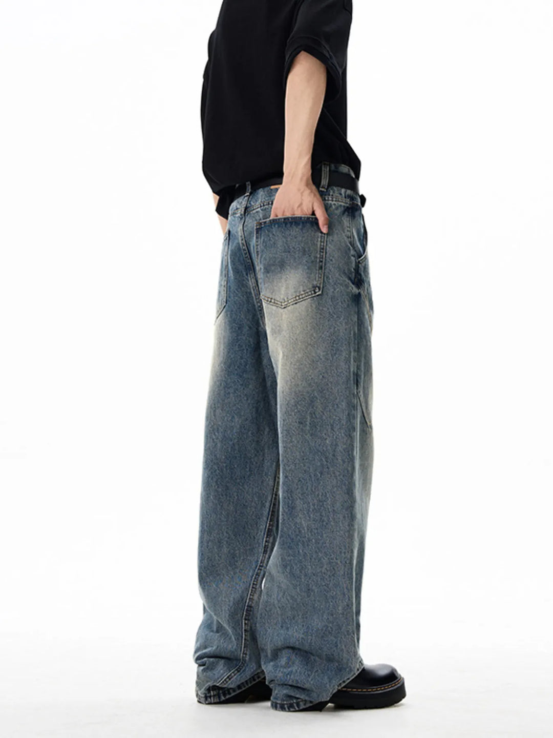 Men's Wash Wide Leg Jeans