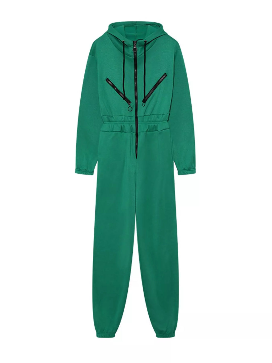 Hooded Zip-Up Long Sleeve Jumpsuit