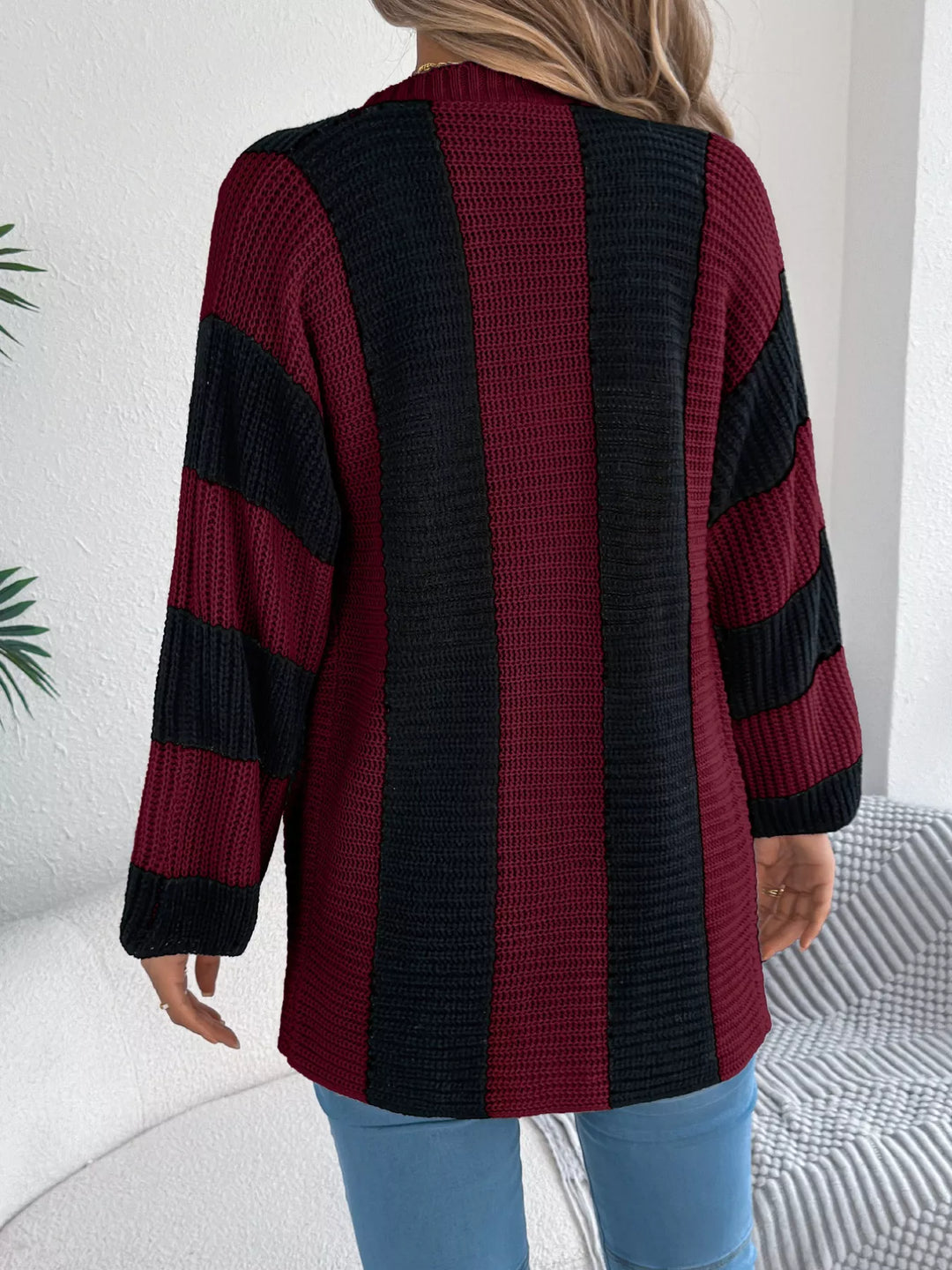 Color Block Button-Up Cardigan