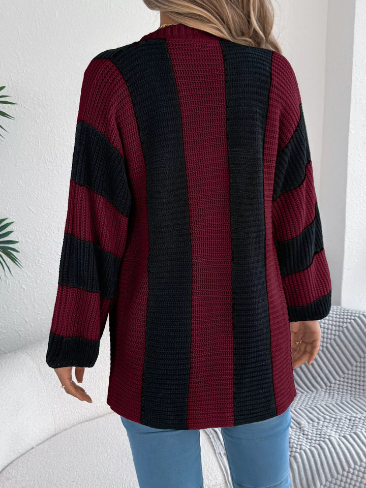 Color Block Button-Up Cardigan