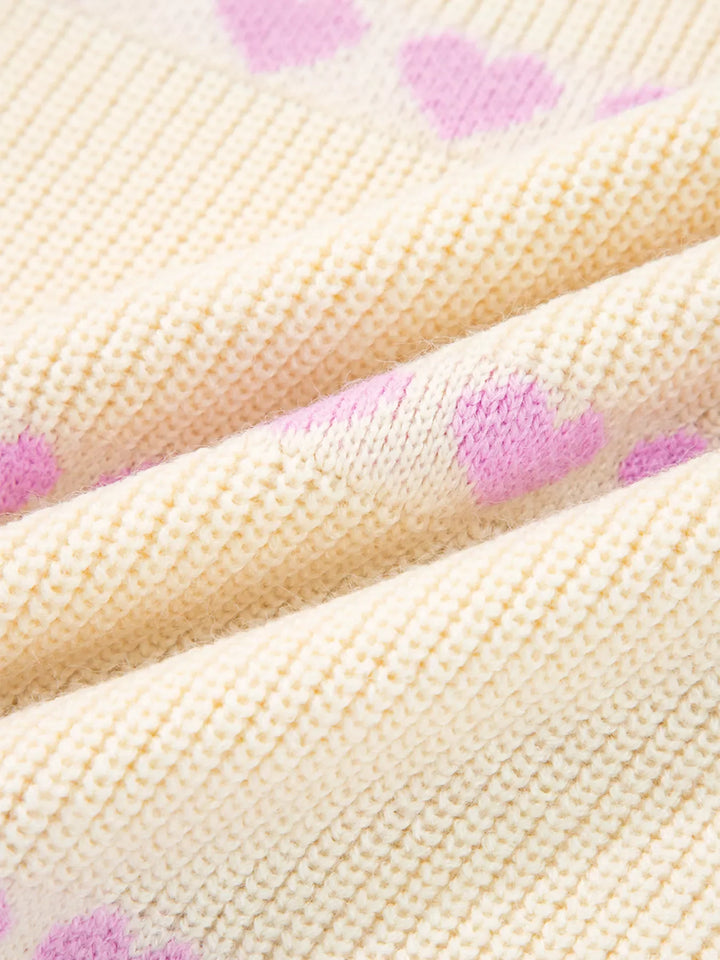 Heart Pattern Valentine Ribbed Knit Sweater