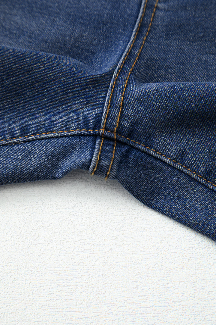 Real Teal Raw Hem Unique Cuffs Straight High Rise Loose Jeans