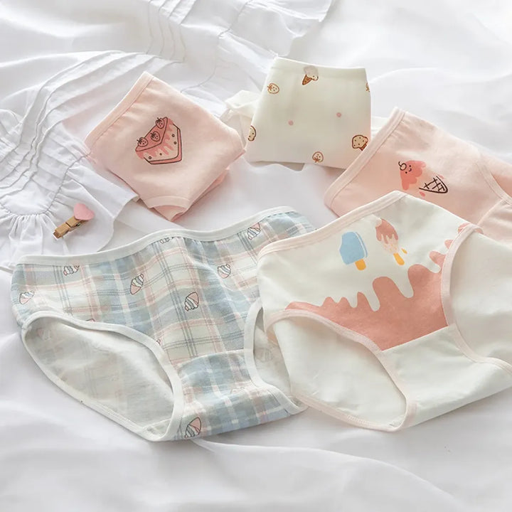 Cute Cartoon Bear Cotton Panties - Mid Waist Sexy Lingerie Set
