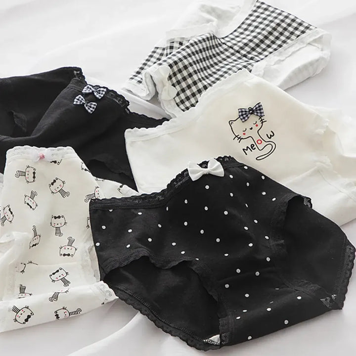 Cute Cartoon Bear Cotton Panties - Mid Waist Sexy Lingerie Set