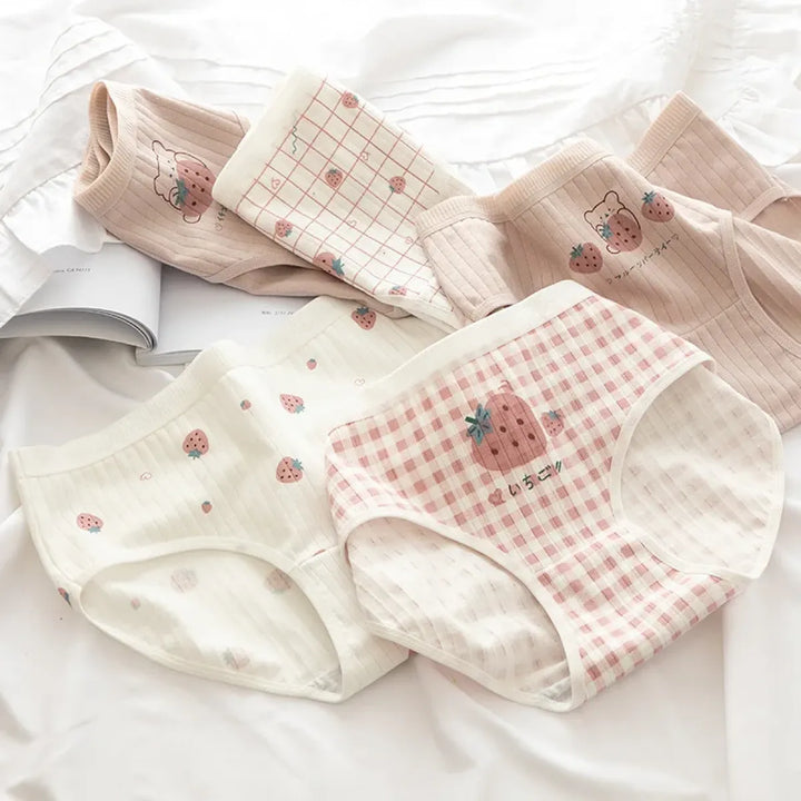 Cute Cartoon Bear Cotton Panties - Mid Waist Sexy Lingerie Set