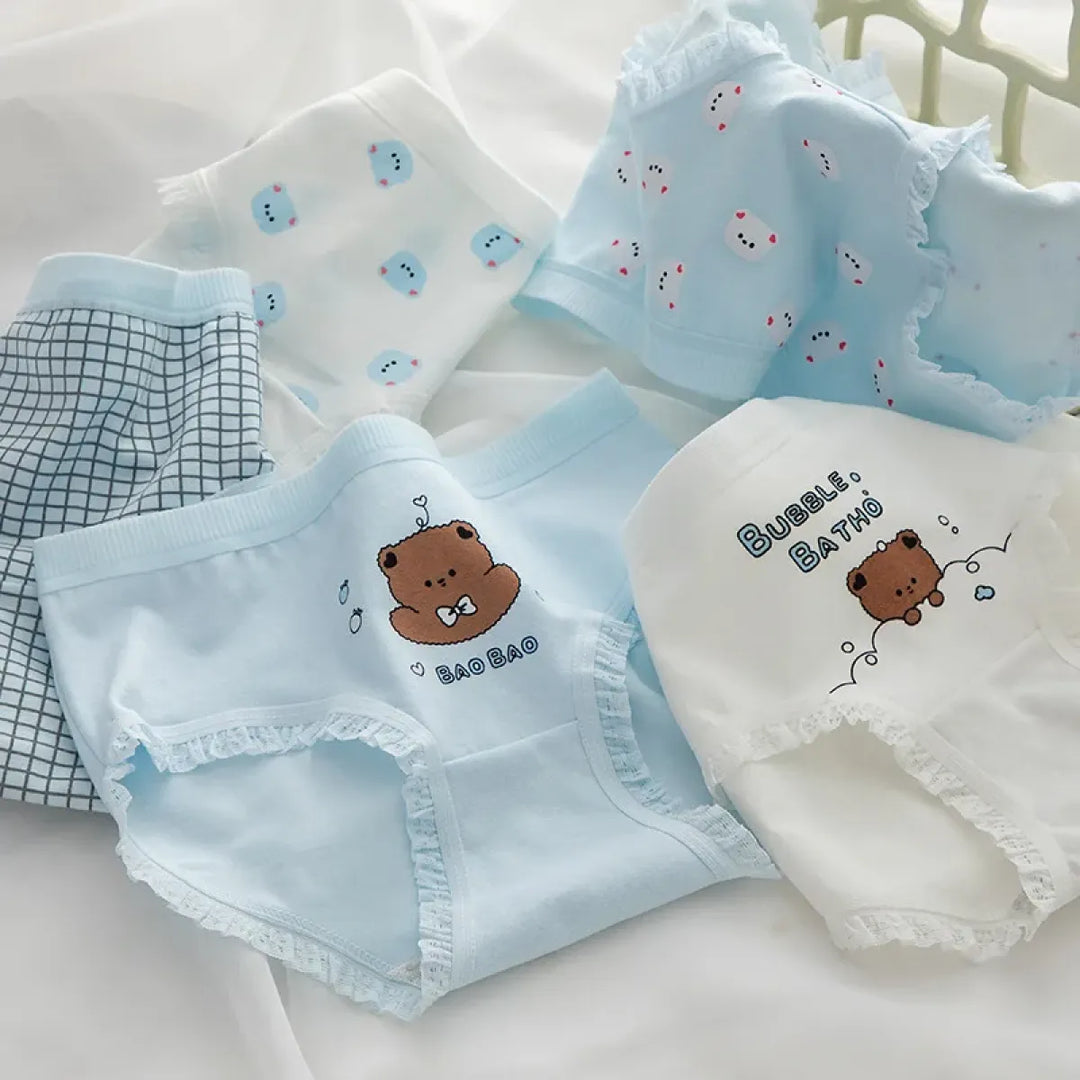 Cute Cartoon Bear Cotton Panties - Mid Waist Sexy Lingerie Set