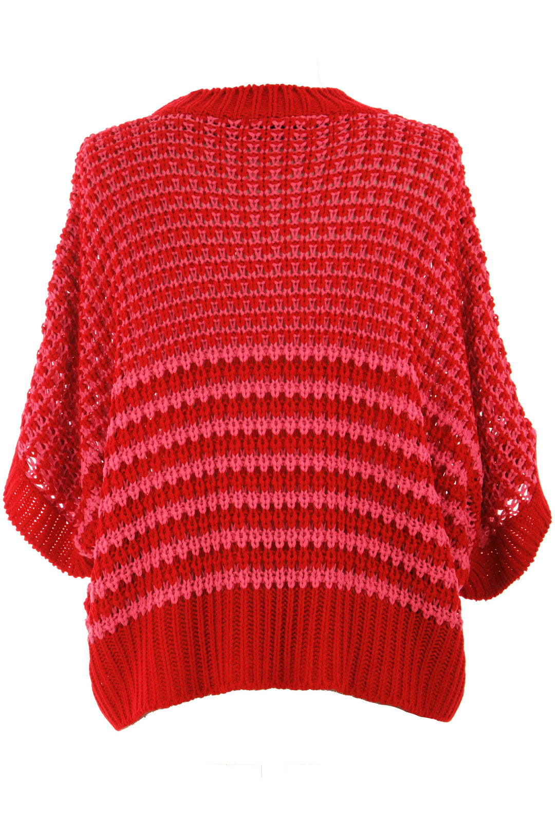 Red Stripe 3/4 Draped Sleeve Slouchy Sweater