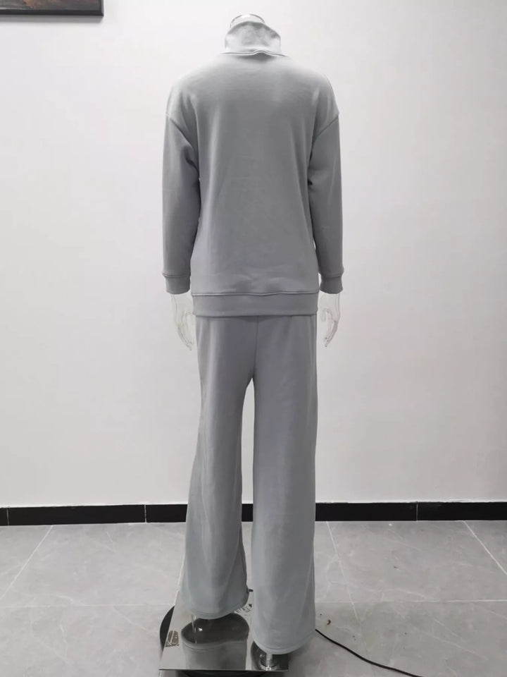 Full Size Turtleneck Long Sleeve Top and Pants Sweater Set Plus Size