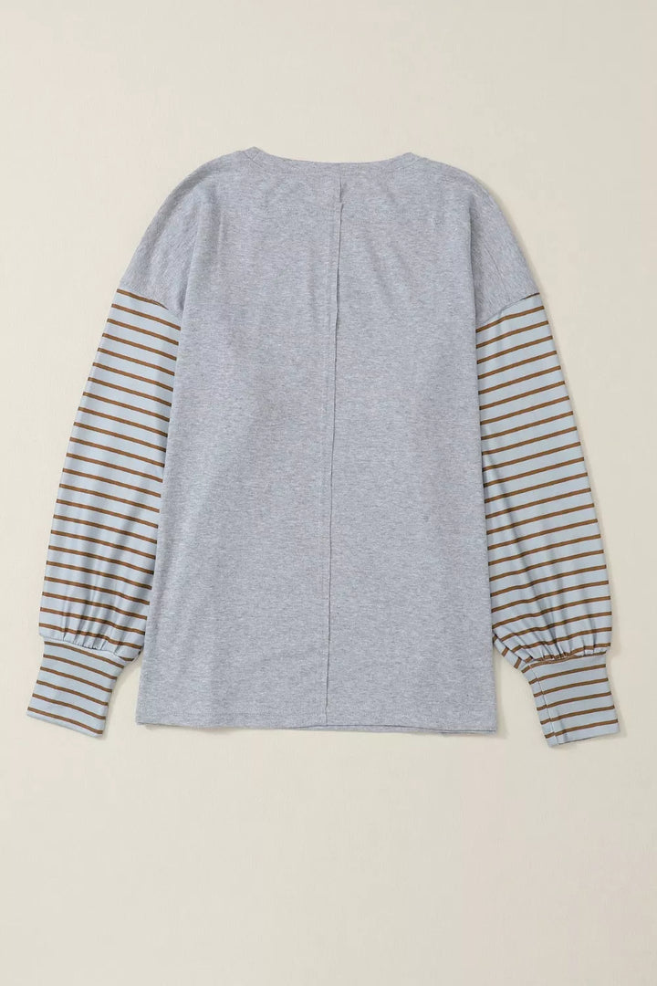 Colorblock Striped Bishop Sleeve Top