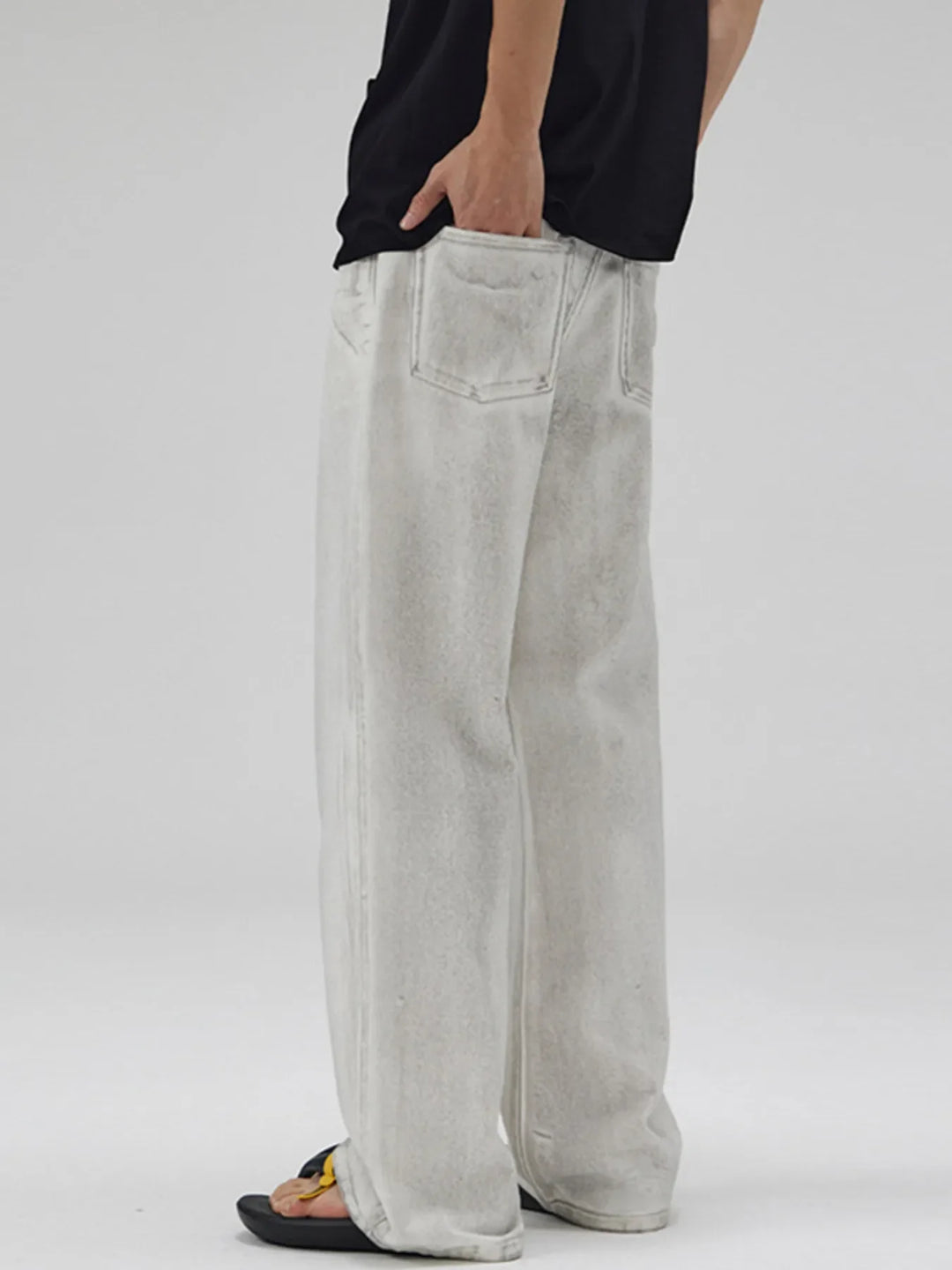 Men's Full Size Wash Wide Leg Jeans Plus Size