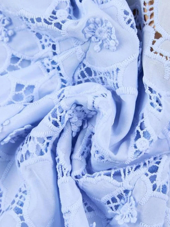 Floral Lace Short Sleeve Midi Dress