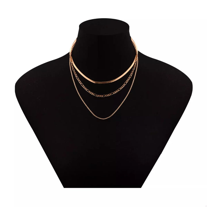 18K Gold-Plated Three-Layered Necklace