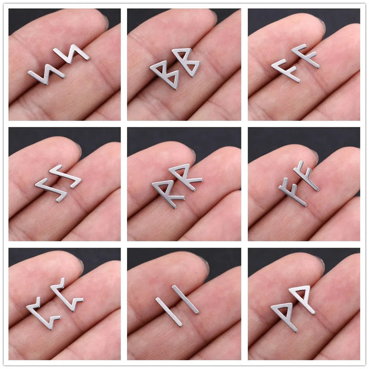 Nordic Rune Letter Earrings Made Of Stainless Steel