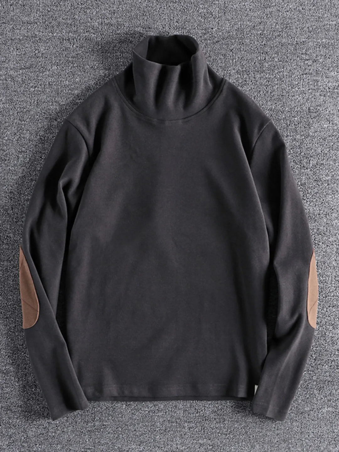 Men's Turtleneck Long Sleeve Top with Patches