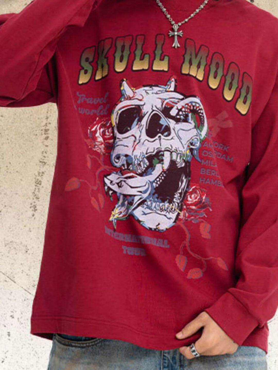 Men's Skull Mood Graphic Long Sleeve T-Shirt