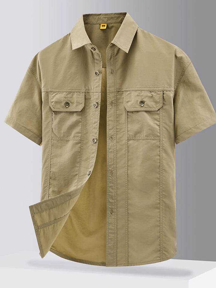 Men's Plus Size Casual Short Sleeve Button-Down Shirt